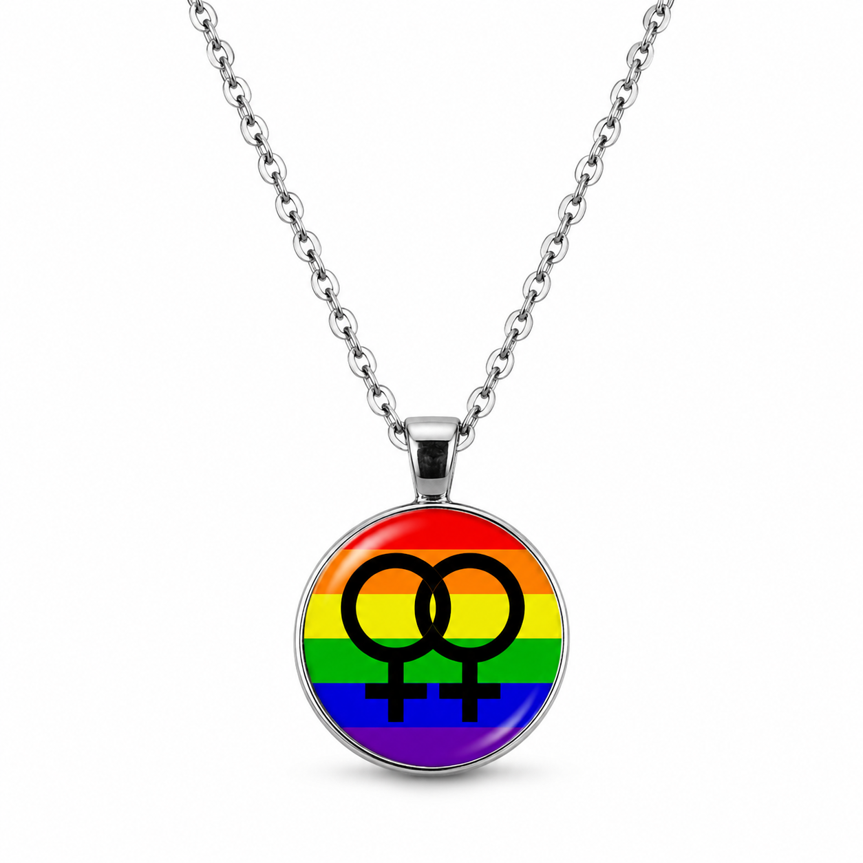 Rainbow Double Female Symbol Pride Necklace